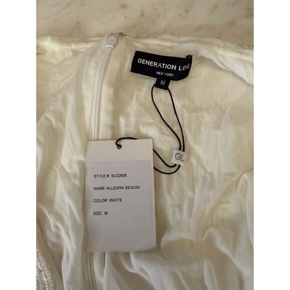NWT Generation Love Allegra Sequin Romper White Sz M $385 [jb] - Picture 7 of 7